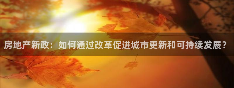 天狮娱乐骗局：房地产新政：如何通过改革促进城市更新和可持续发